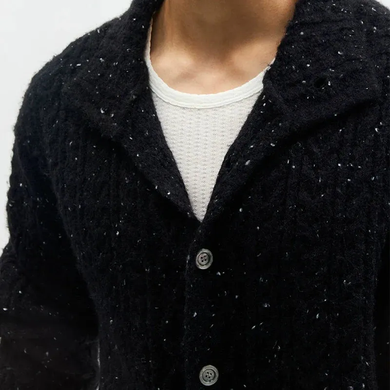 Black Textured Knit Cardigan