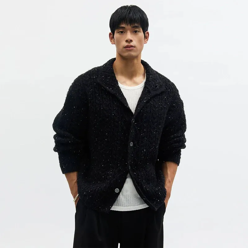 Black Textured Knit Cardigan