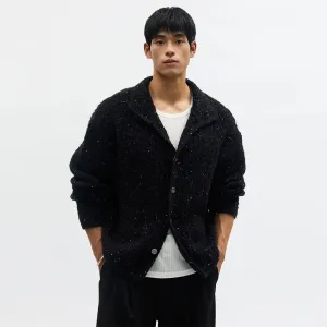 Black Textured Knit Cardigan