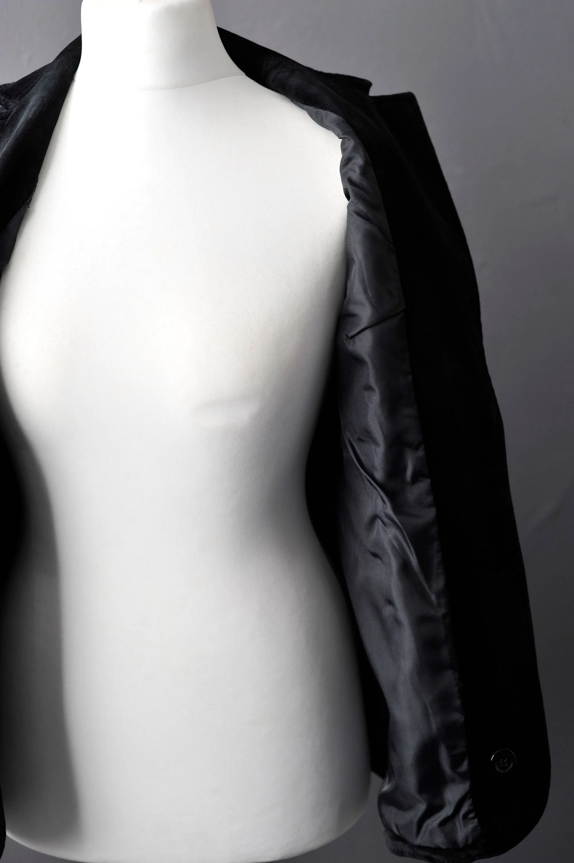 Black Velvet Jacket, Vintage 80s Fitted Boho Blazer, Size Small