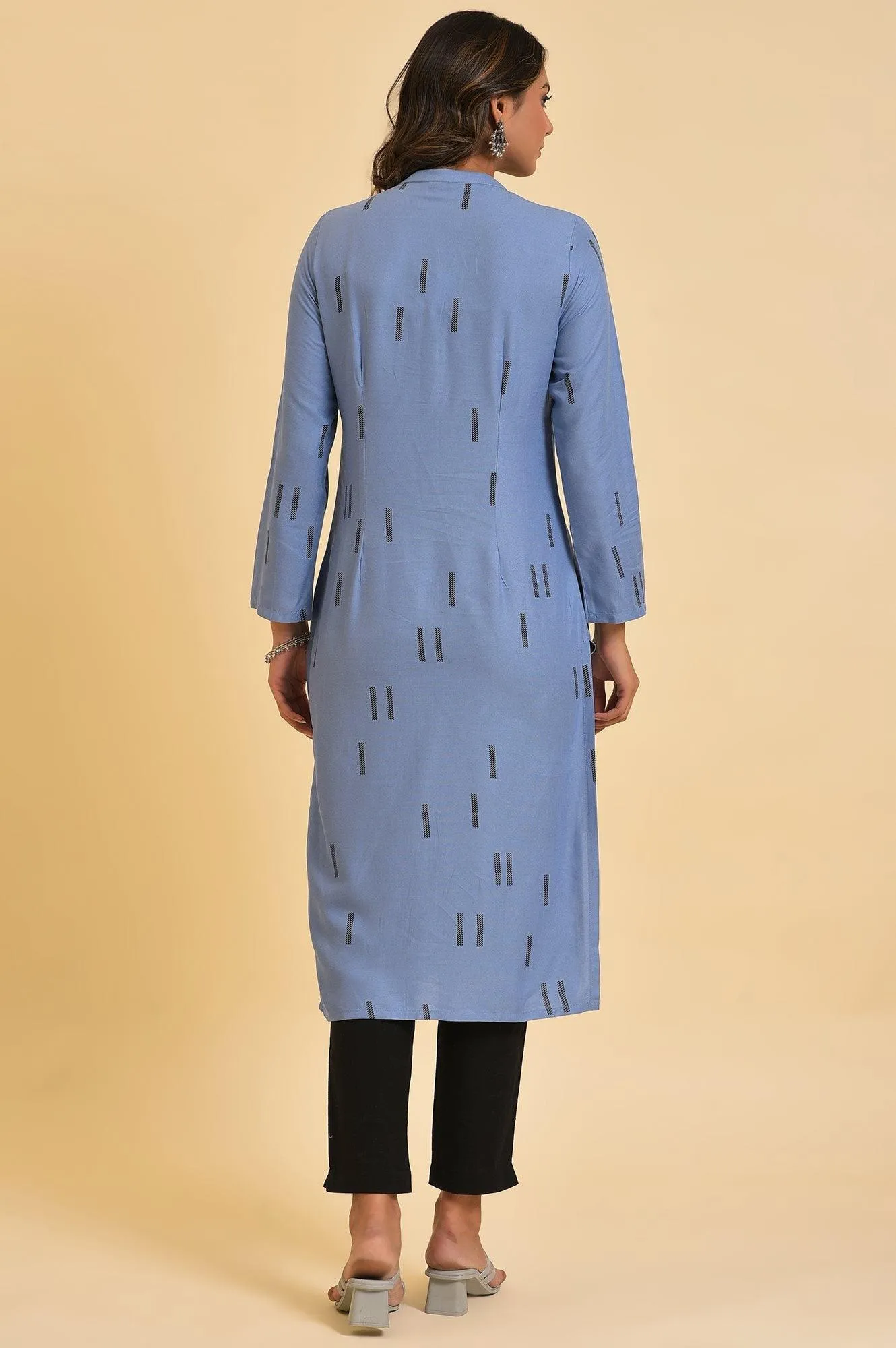 Blue Geometric Print Shirt kurta & Pants Set