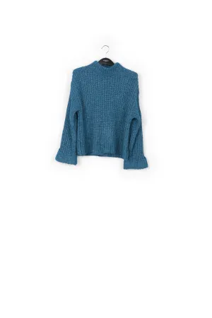 Blue ribbed-knit sweater