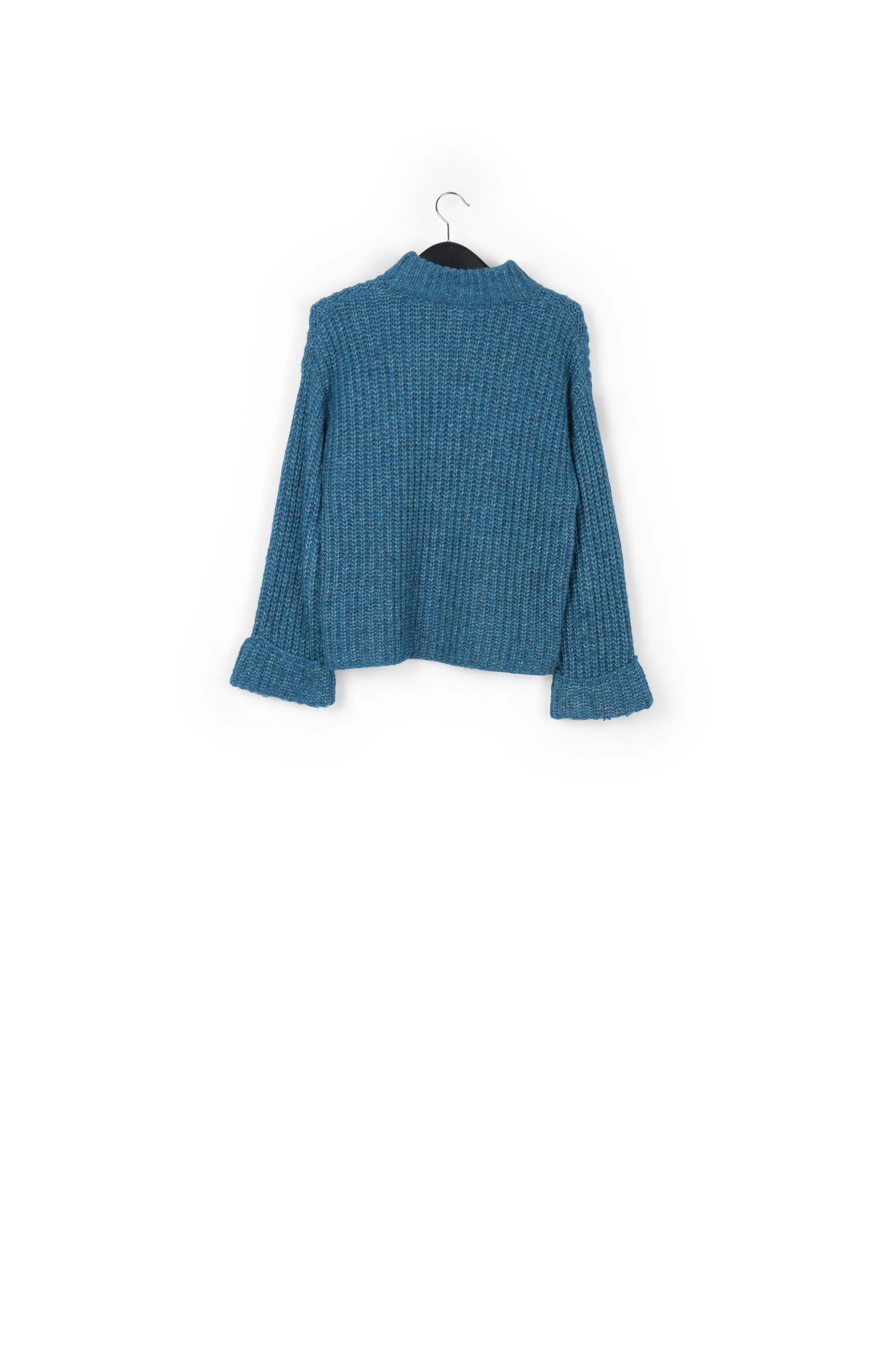 Blue ribbed-knit sweater