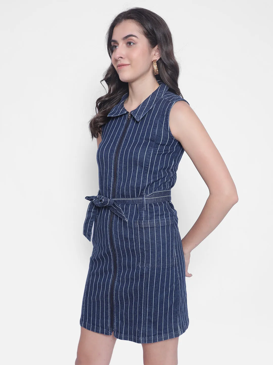 Blue Stripes Denim Dress