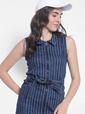 Blue Stripes Denim Dress