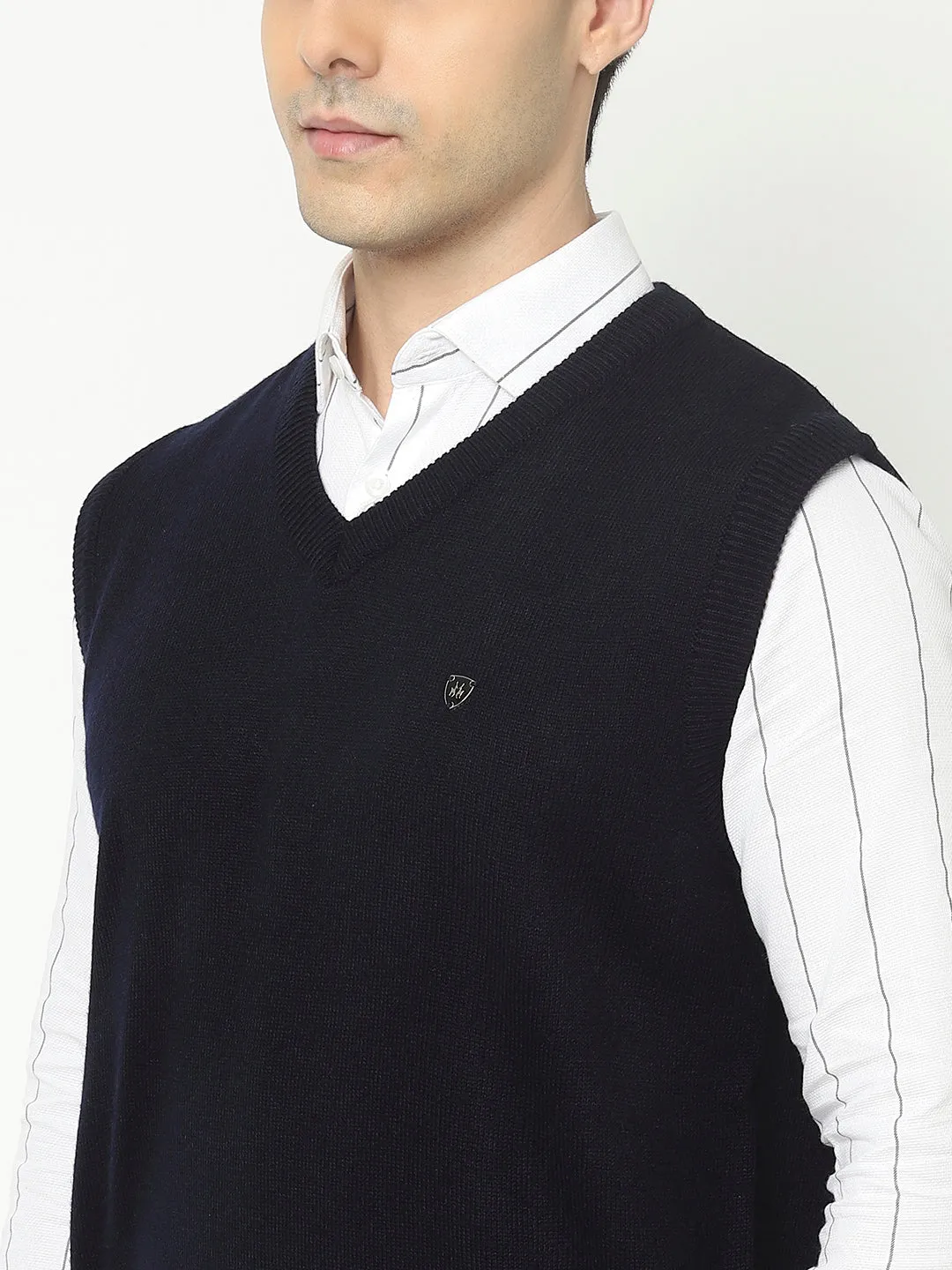 Blue Sweater Vest with Logo Crest