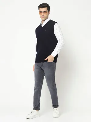 Blue Sweater Vest with Logo Crest