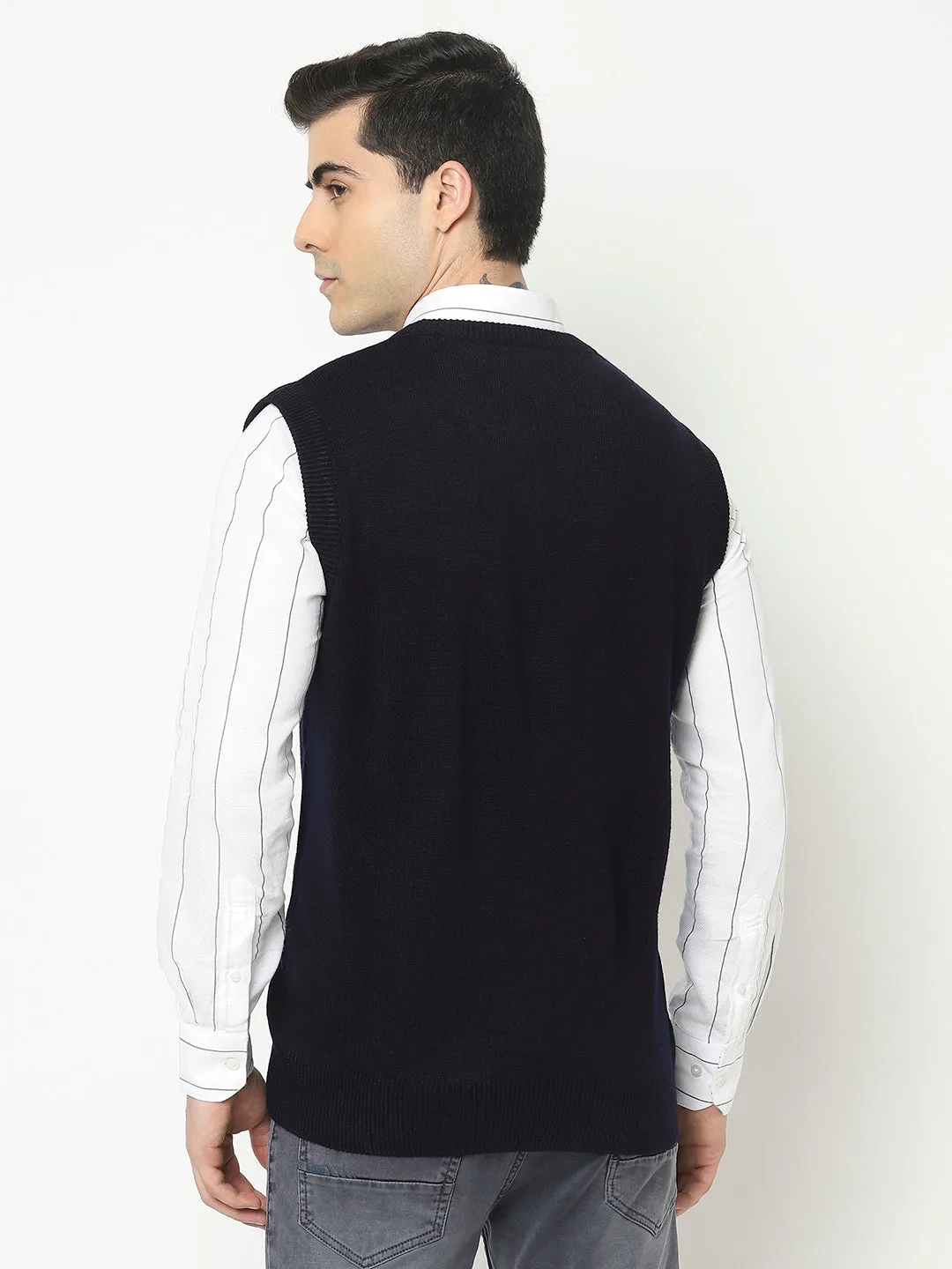Blue Sweater Vest with Logo Crest