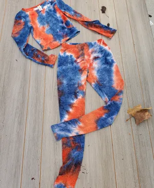 Blue tie dye crop top