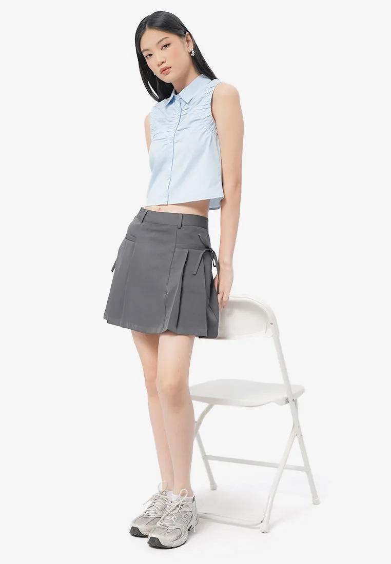 Bow Pleated Mini Skirt