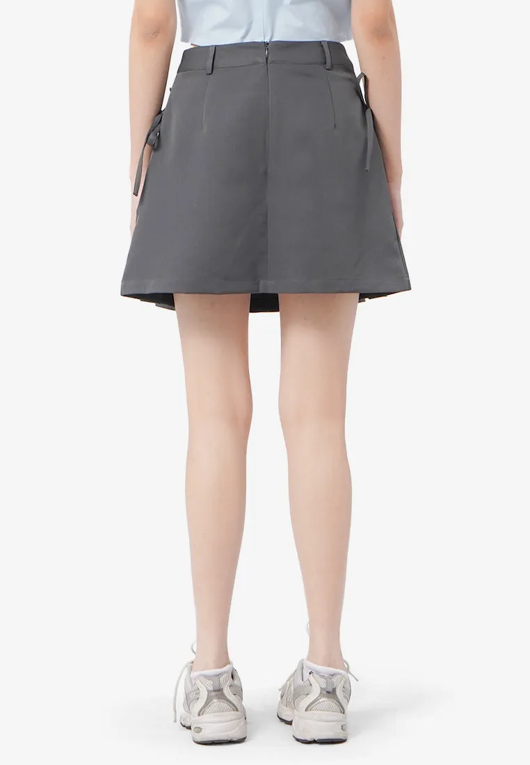 Bow Pleated Mini Skirt