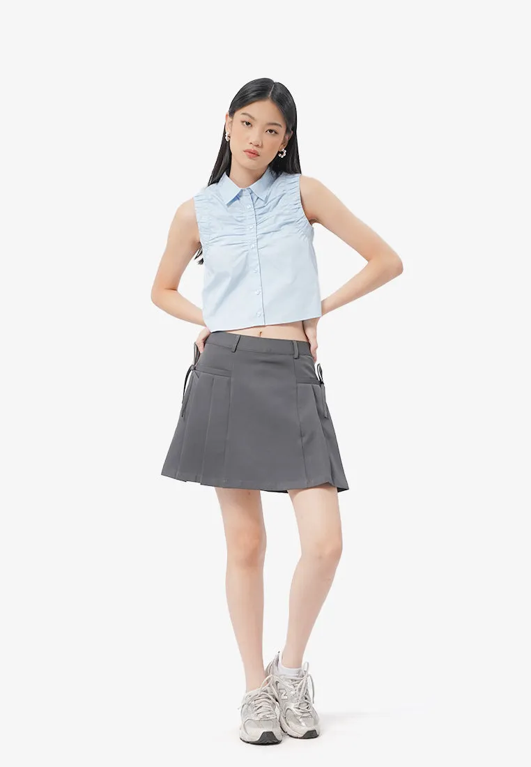 Bow Pleated Mini Skirt