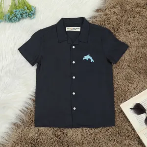 Boys Embroidery Shirt Night Blue