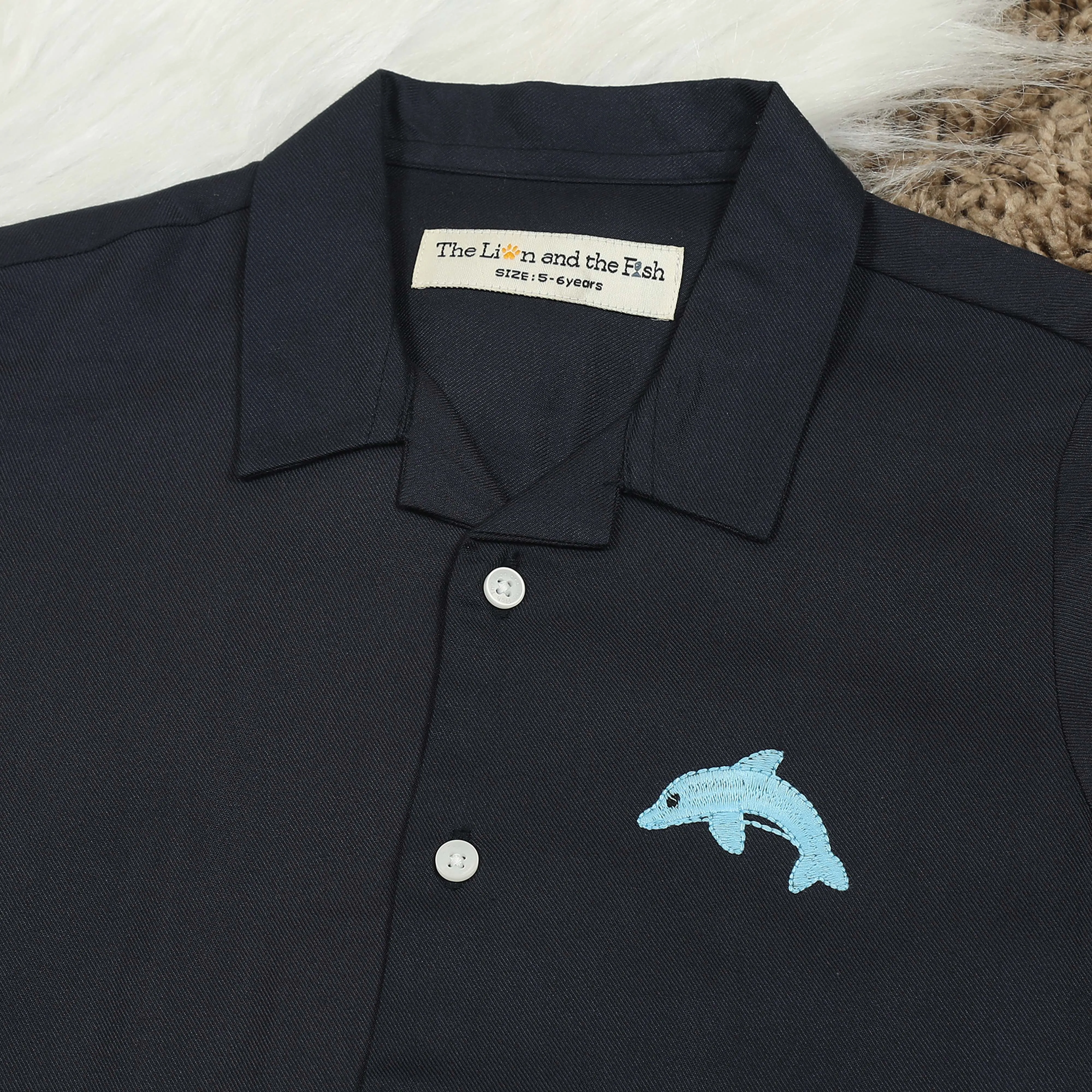 Boys Embroidery Shirt Night Blue