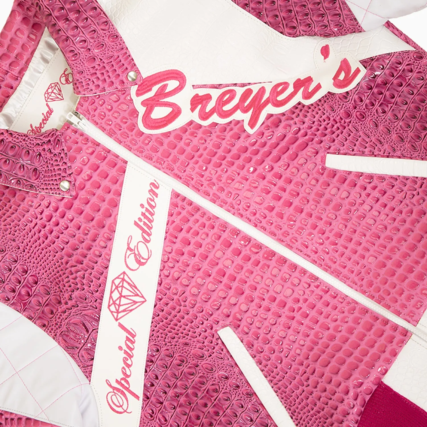 Breyer's Special Rebel Refined Edition Pink White Combo Leather Jacket