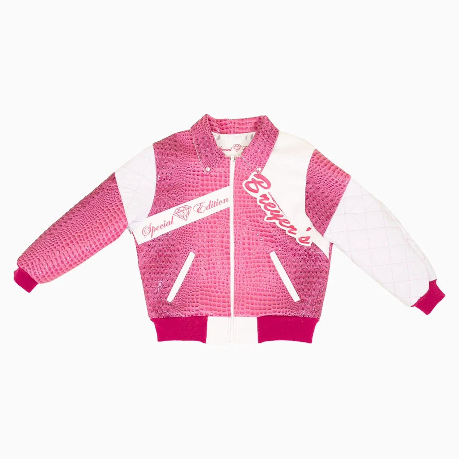 Breyer's Special Rebel Refined Edition Pink White Combo Leather Jacket