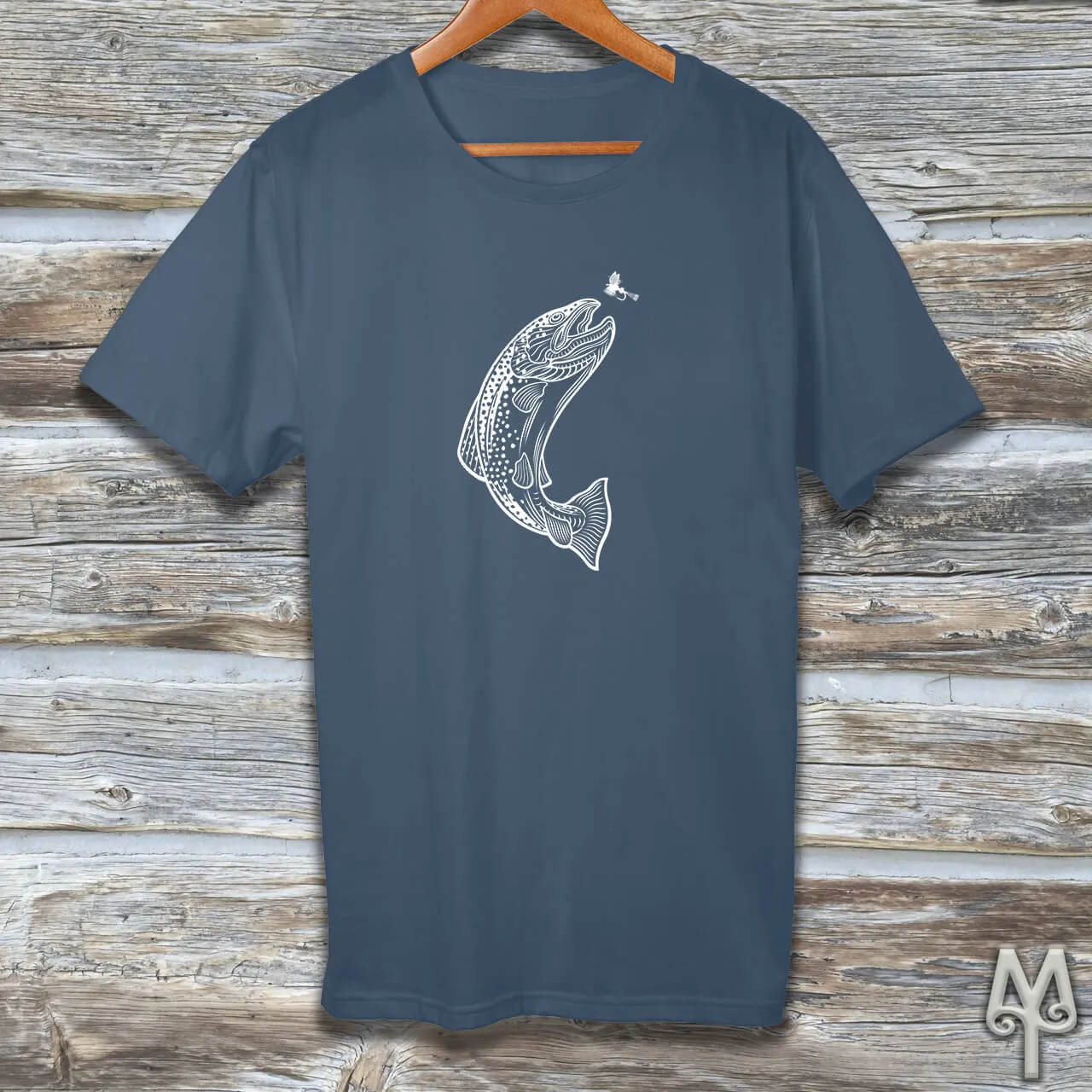 Brown Trout, white logo t-shirt