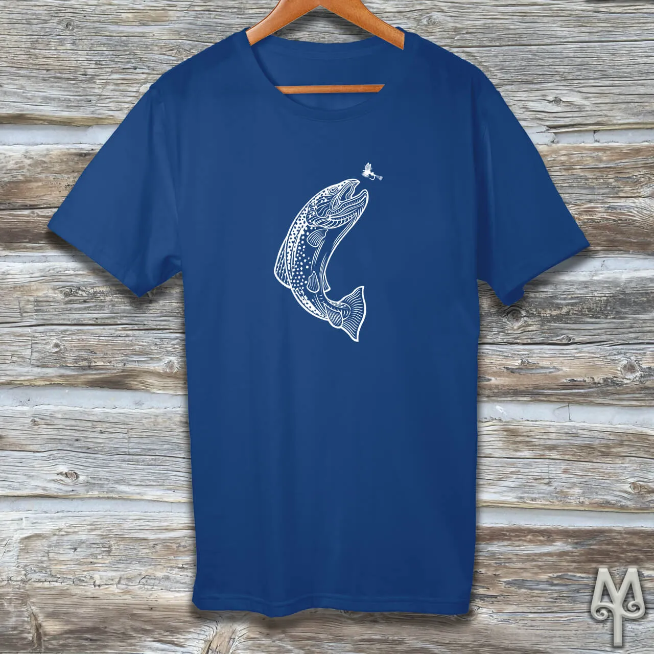 Brown Trout, white logo t-shirt