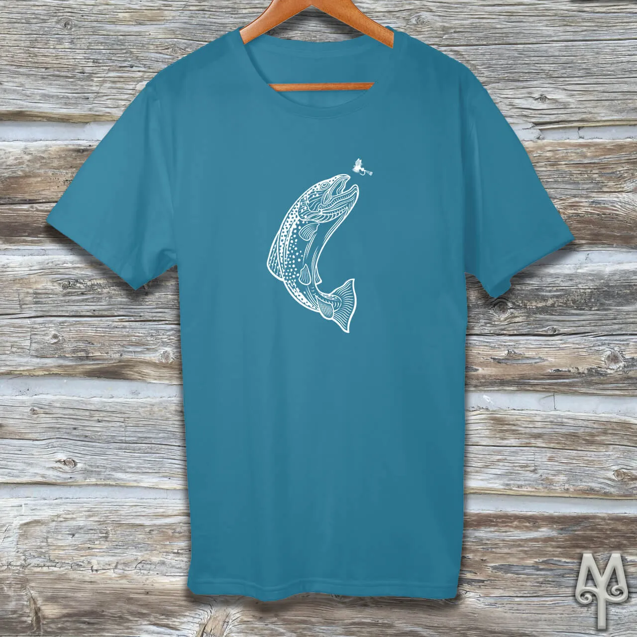 Brown Trout, white logo t-shirt