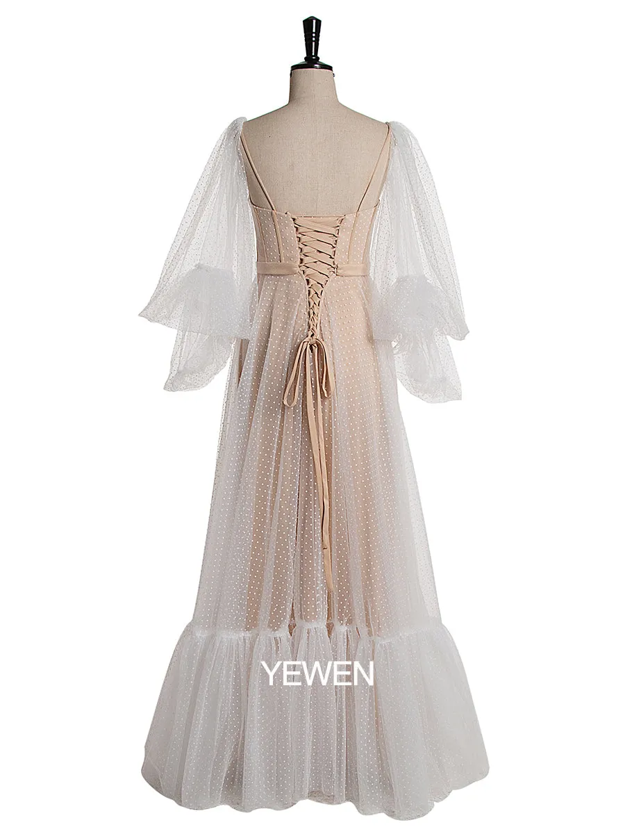 Bubble Sleeve Sweetheart Elegant Evening Maxi Dress Photoshoot Dress