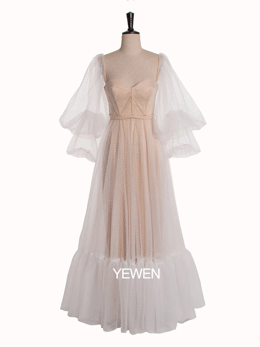 Bubble Sleeve Sweetheart Elegant Evening Maxi Dress Photoshoot Dress