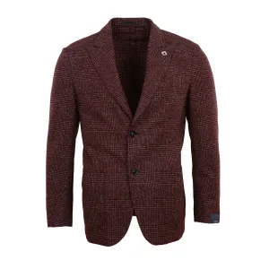 Burgundy Plaid Stretch Blazer