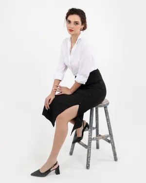 Button Detail Pencil Skirt