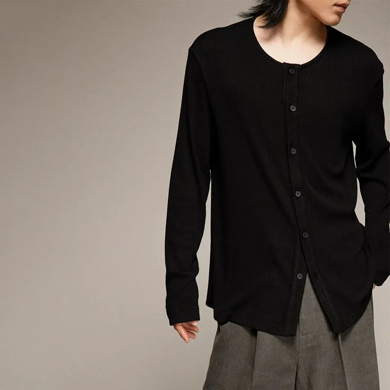 Button-Up Ribbed Cardigan
