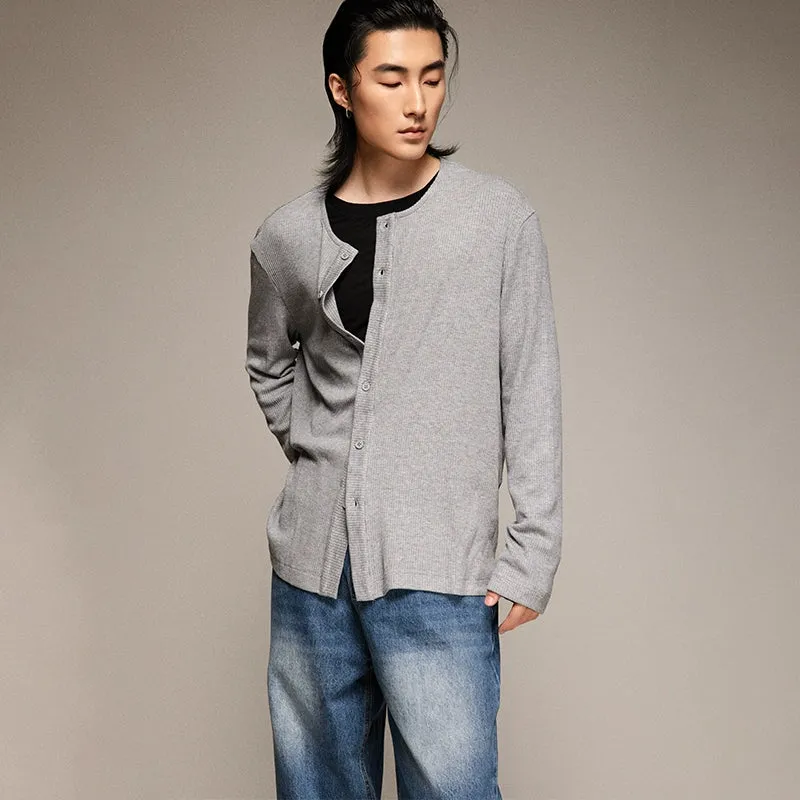 Button-Up Ribbed Cardigan