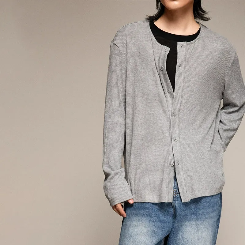 Button-Up Ribbed Cardigan