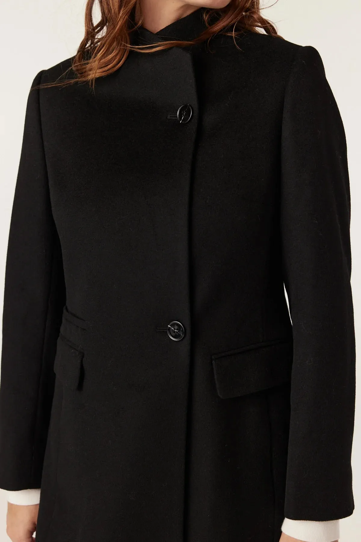 Cable Eton Wool Coat - Black