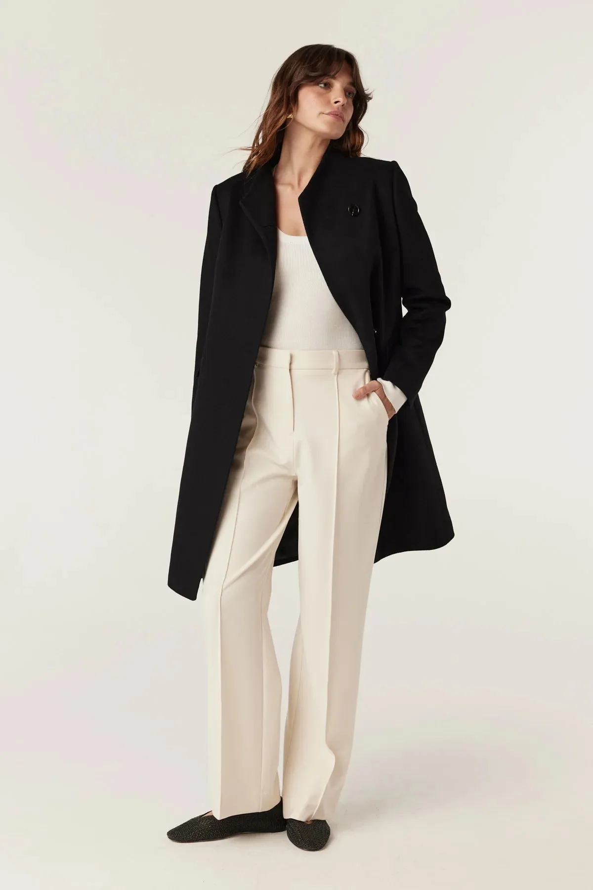 Cable Eton Wool Coat - Black