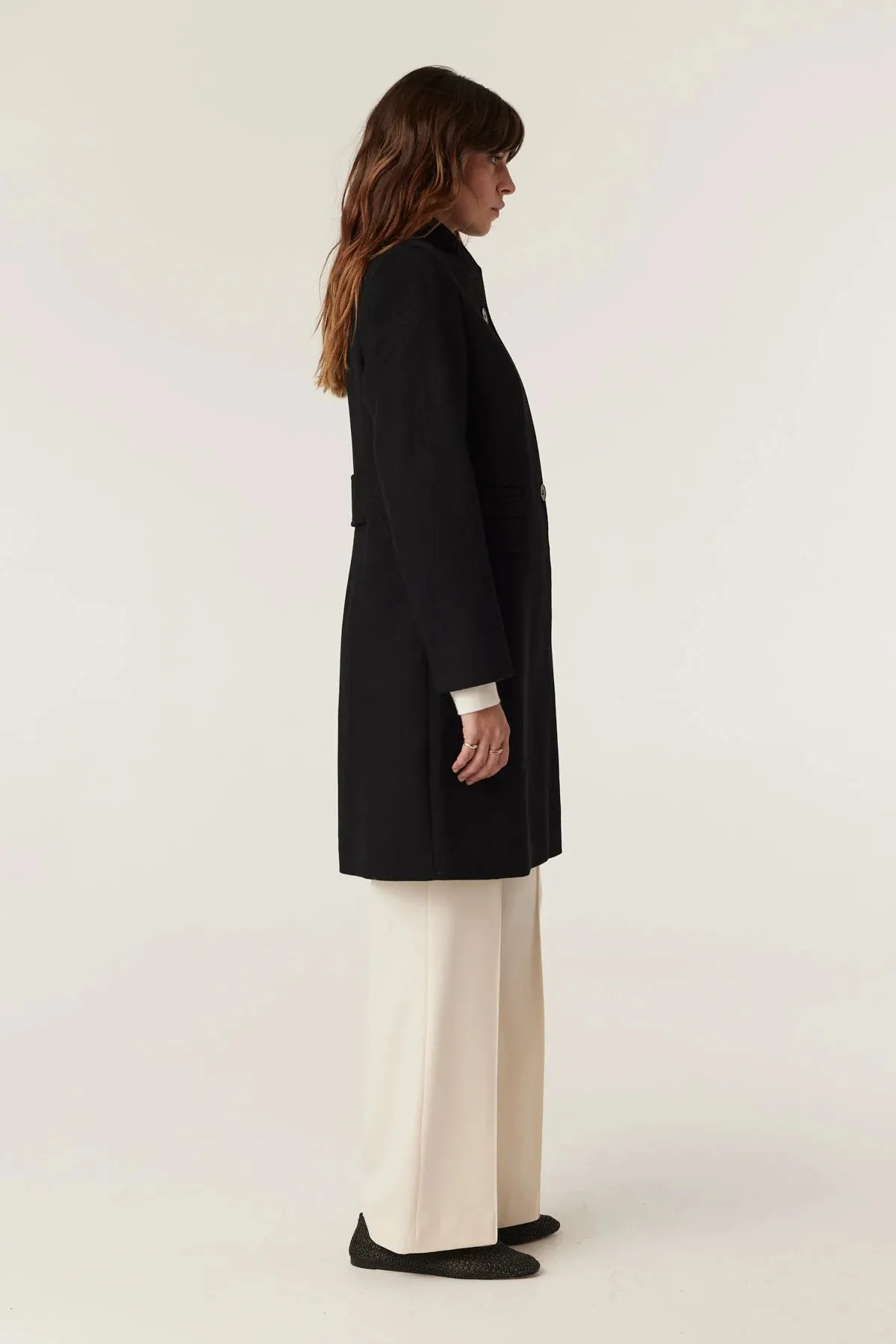 Cable Eton Wool Coat - Black