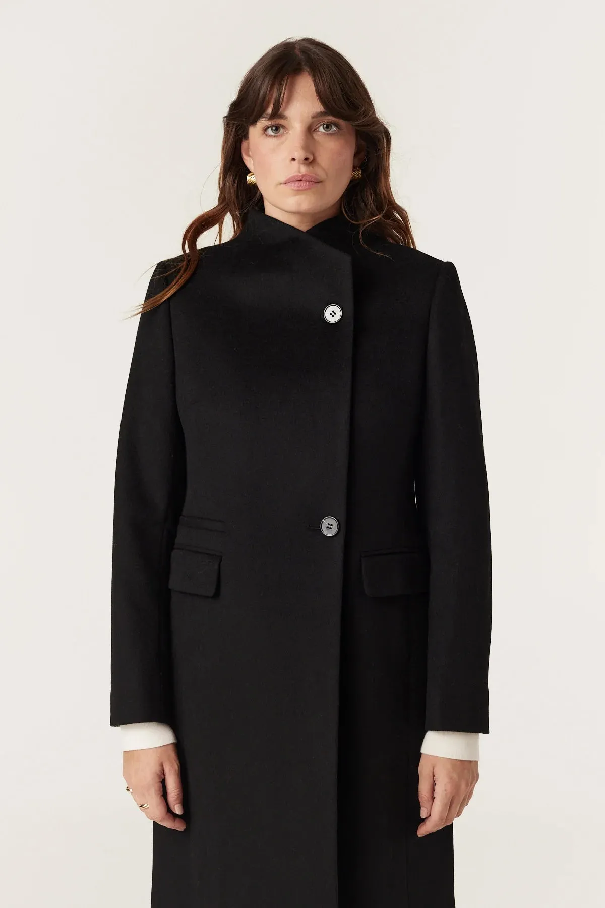 Cable Eton Wool Coat - Black