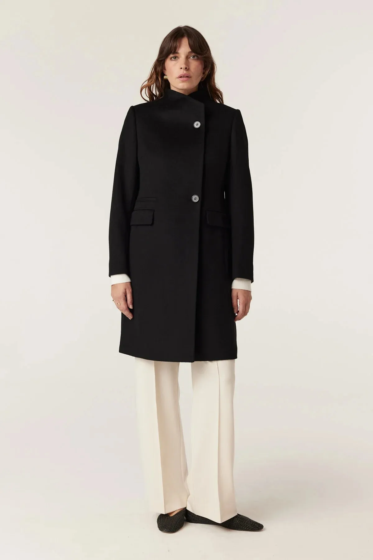 Cable Eton Wool Coat - Black