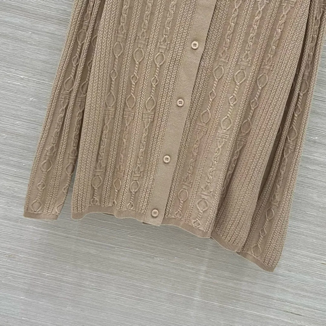 Cable Knit Button-Up Polo