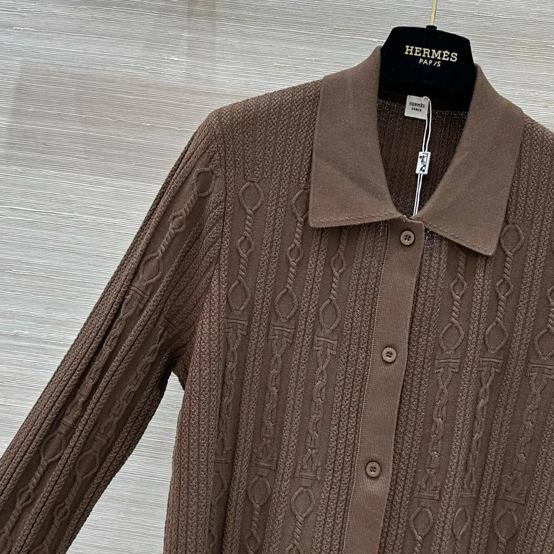 Cable Knit Button-Up Polo