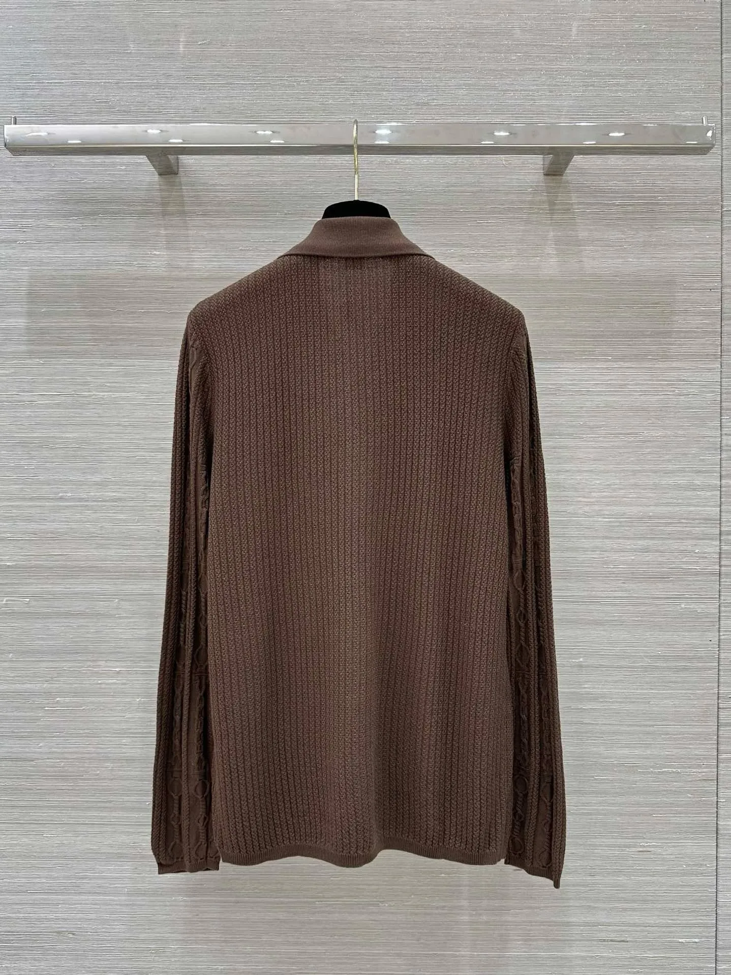 Cable Knit Button-Up Polo