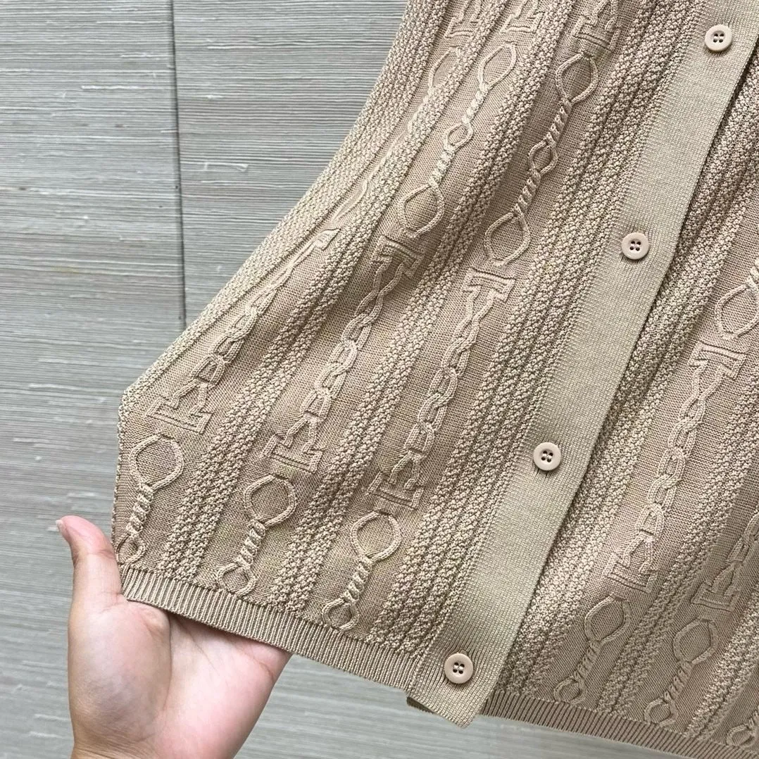Cable Knit Button-Up Polo