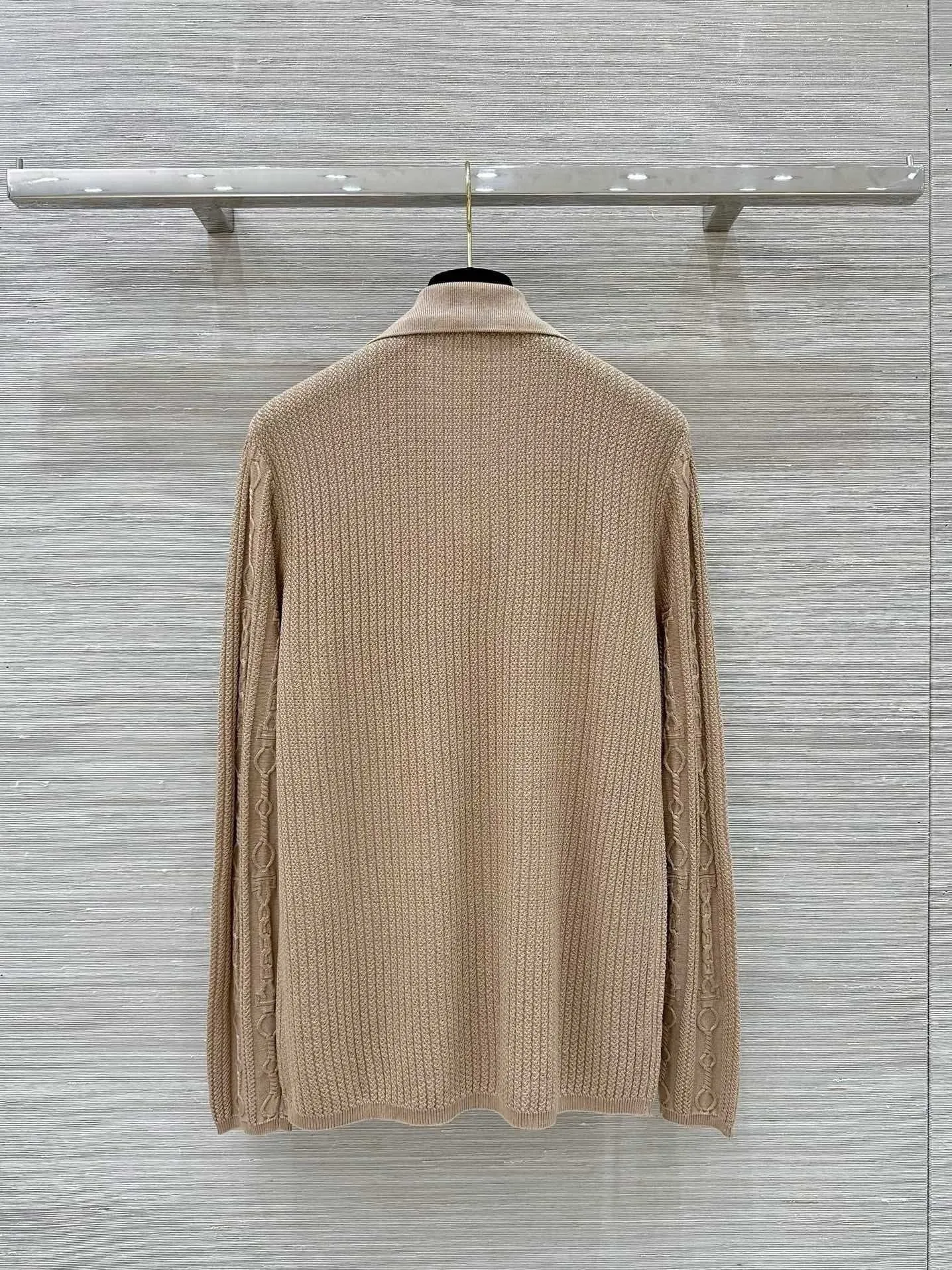 Cable Knit Button-Up Polo