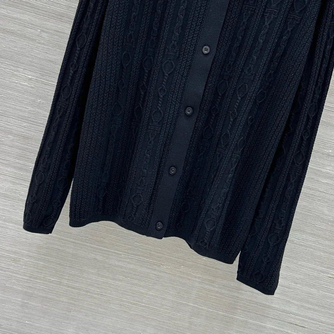 Cable Knit Button-Up Polo