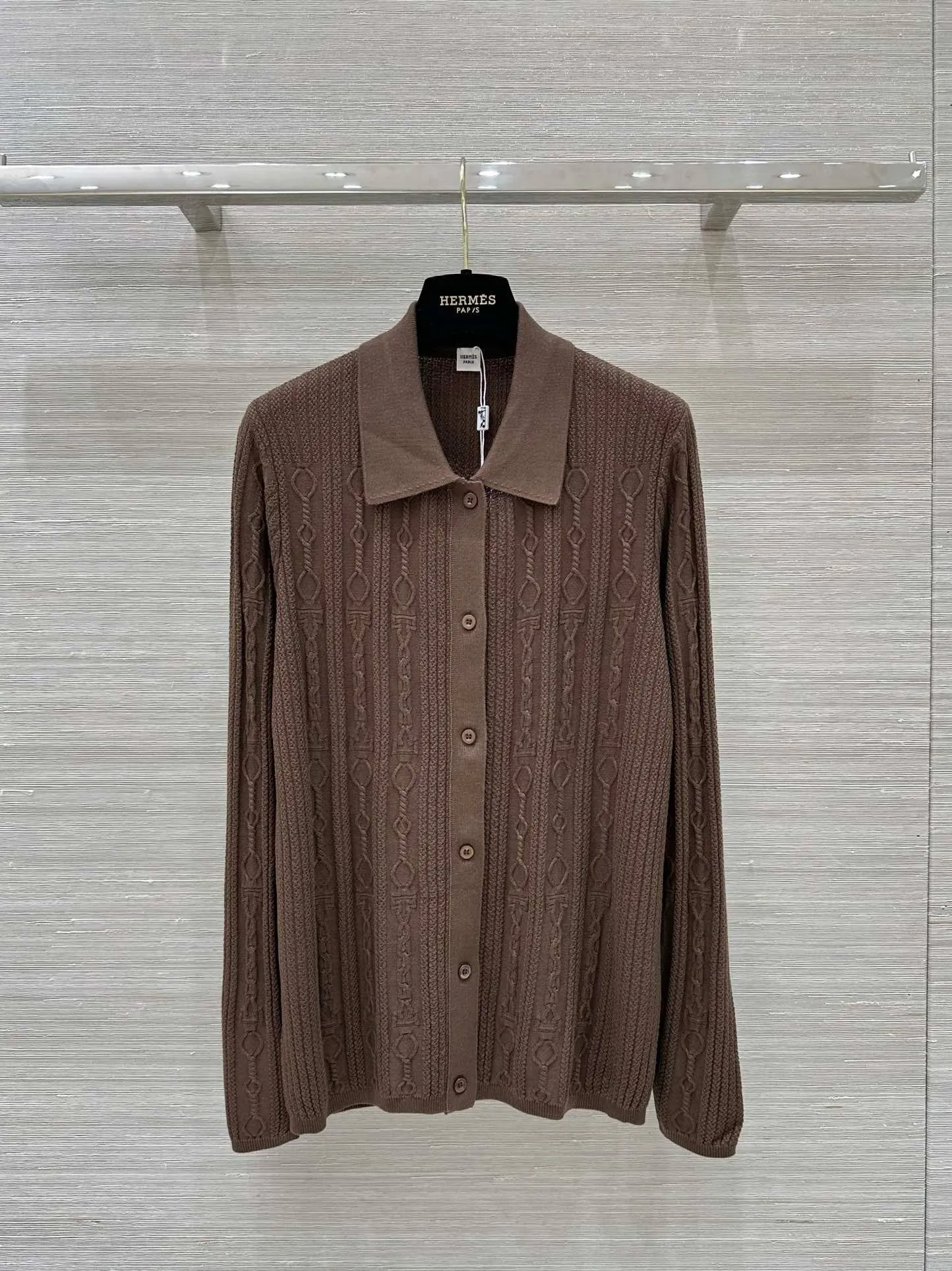 Cable Knit Button-Up Polo