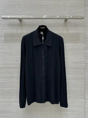Cable Knit Button-Up Polo