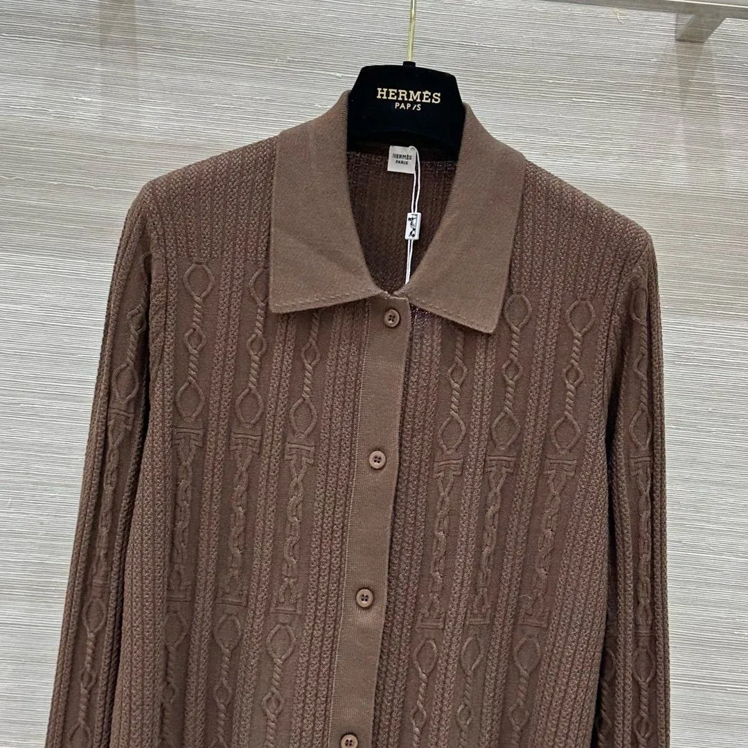 Cable Knit Button-Up Polo