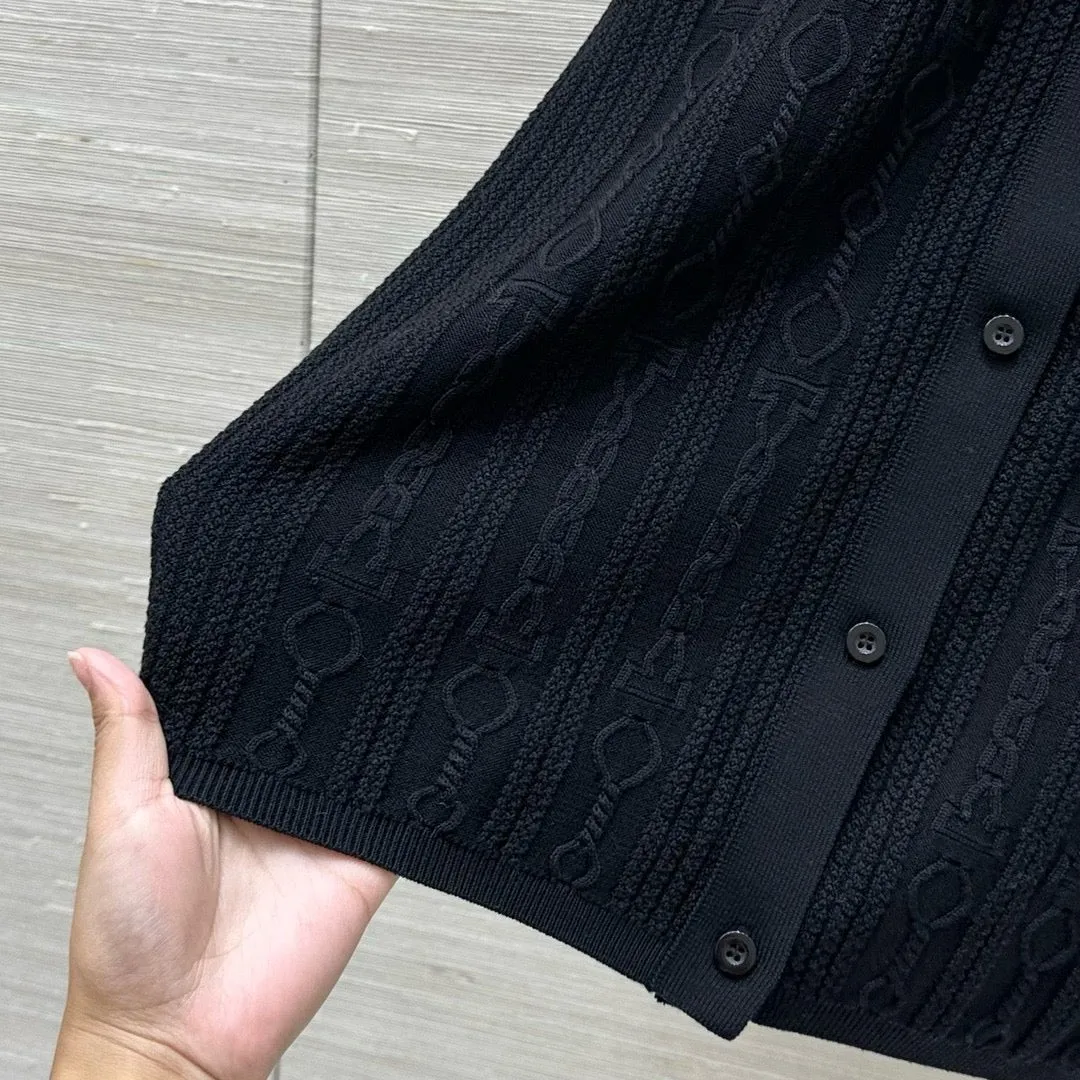 Cable Knit Button-Up Polo
