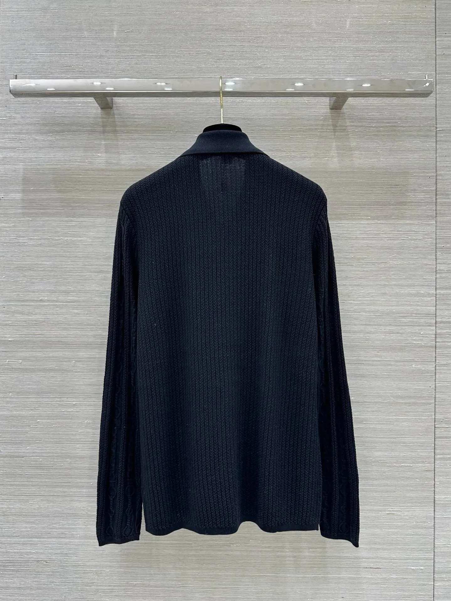 Cable Knit Button-Up Polo
