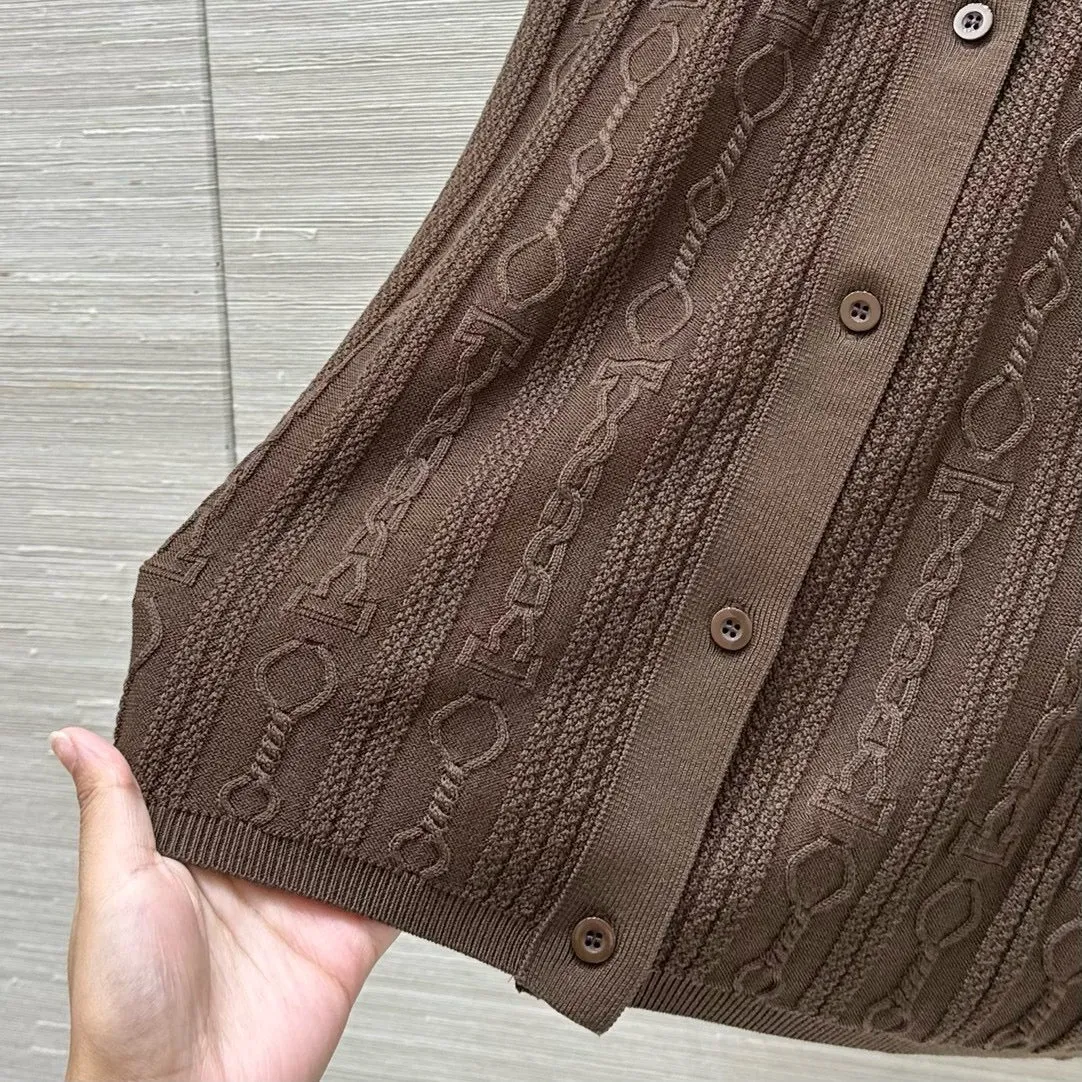 Cable Knit Button-Up Polo