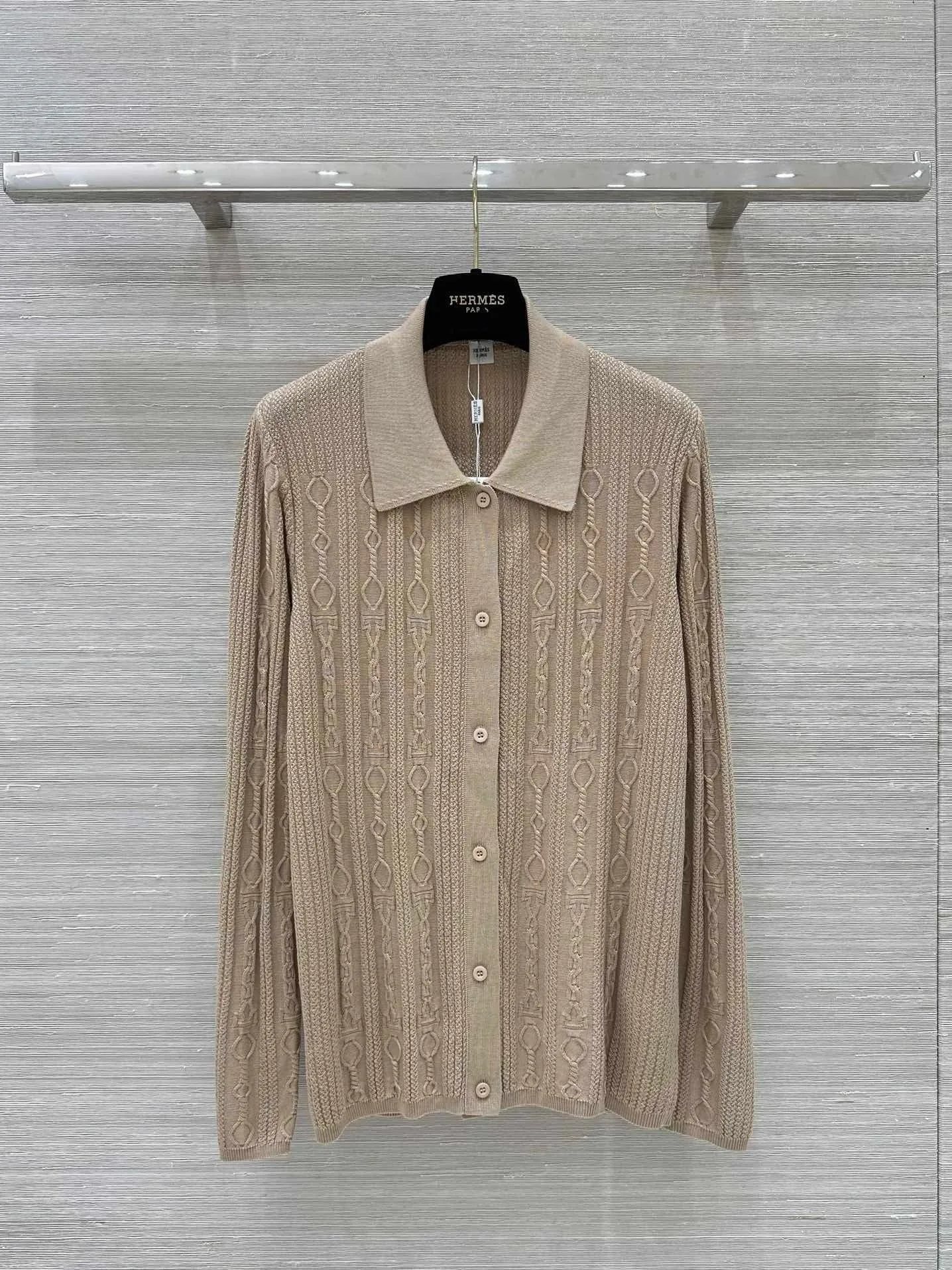 Cable Knit Button-Up Polo
