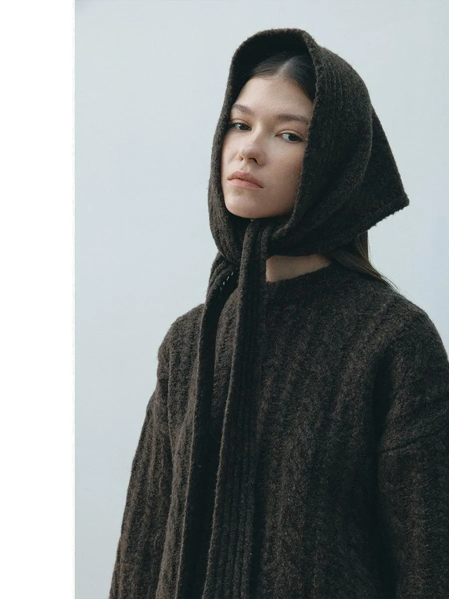 Cable Knit Sweater with Hood