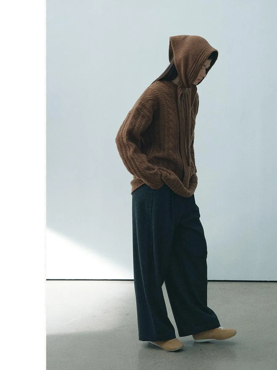 Cable Knit Sweater with Hood